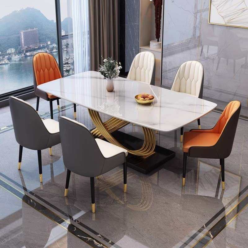 现代光约亮613#岩餐桌椅组合家用意式轻奢长板方简形桌子小户型饭,商业/办公家具,餐桌椅系列,淘宝优惠券,粉丝福利购,淘宝优惠卷