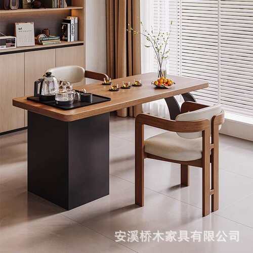新中式阳台泡茶桌组合椅家用实木QM1022小户奢型轻茶台现简代约休