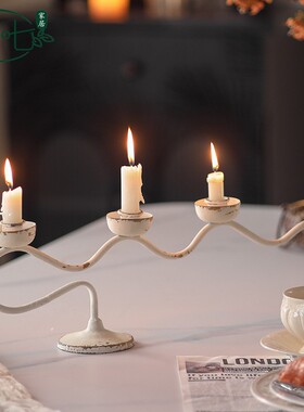 树枝造型关桌A2809面烛美式铁艺玄装饰品外贸黑色蜡摆烛台台烛光