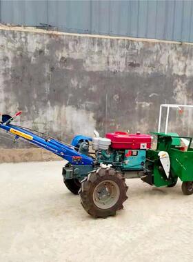 手扶拉拖机前置米收获机玉米入仓秸秆粉碎还玉田省21099省时力