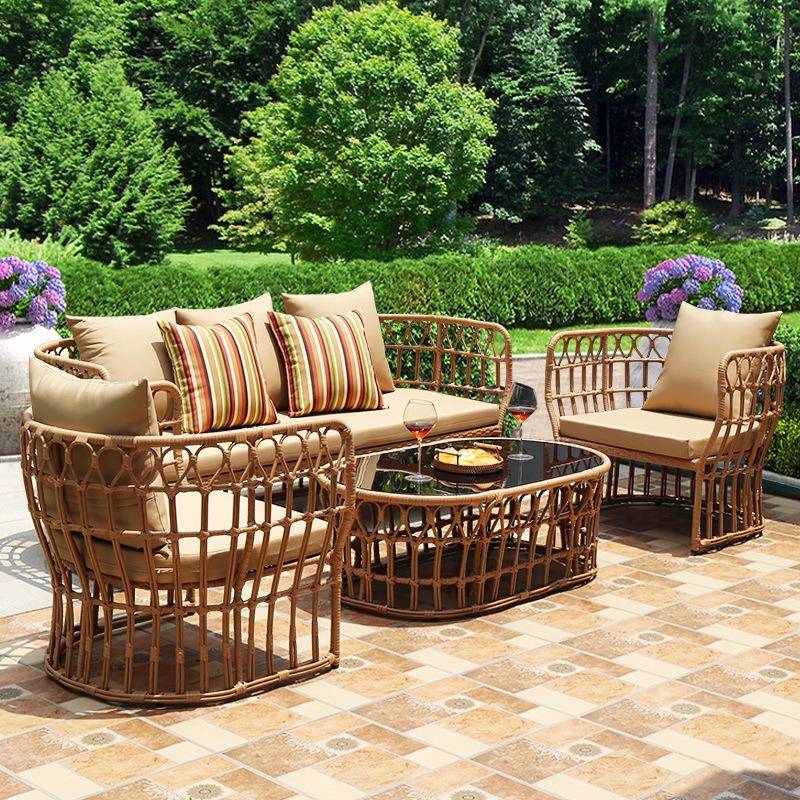 户休421闲藤编沙发组椅合室桌椅阳台客厅内藤沙发庭院子创意外藤