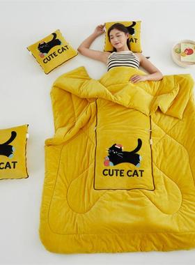 抱M-240806枕被子子两用加厚办公室折午叠睡枕头毯二合一发沙汽车