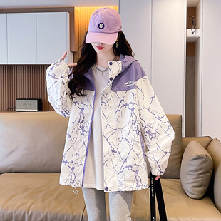 春季工装冲锋衣女春秋风衣休闲外套夹克2025新款初中学生大童上衣