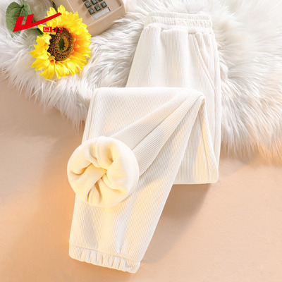 回力白色加厚加绒裤子卫裤运动裤