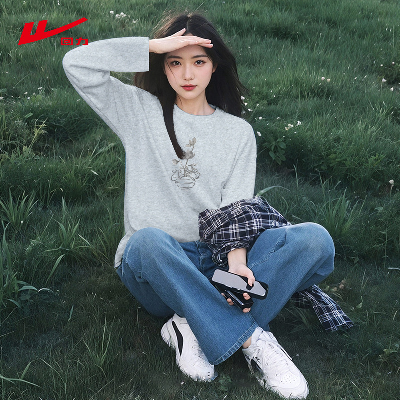 回力纯棉内搭打底衫女款长袖t恤