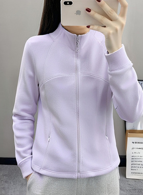 回力紫色立领修身上衣女款2025秋冬机新款保暖加绒外套冲锋衣内胆