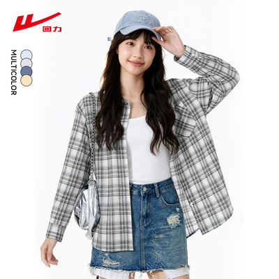 ZH回力美式复古修身衬衫女夏季