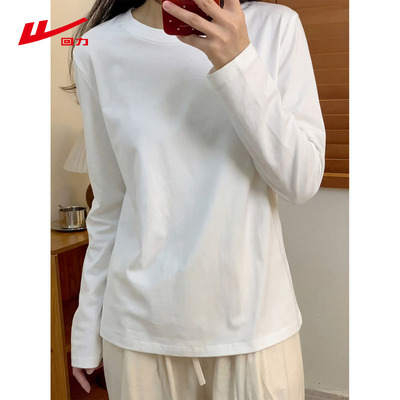 ZZ回力白色长袖t恤女2026新款初春内搭可外穿休闲打底衫上衣女