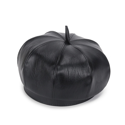 Fashion Women Solid PU Leather Berets For Women Outdoor Adju