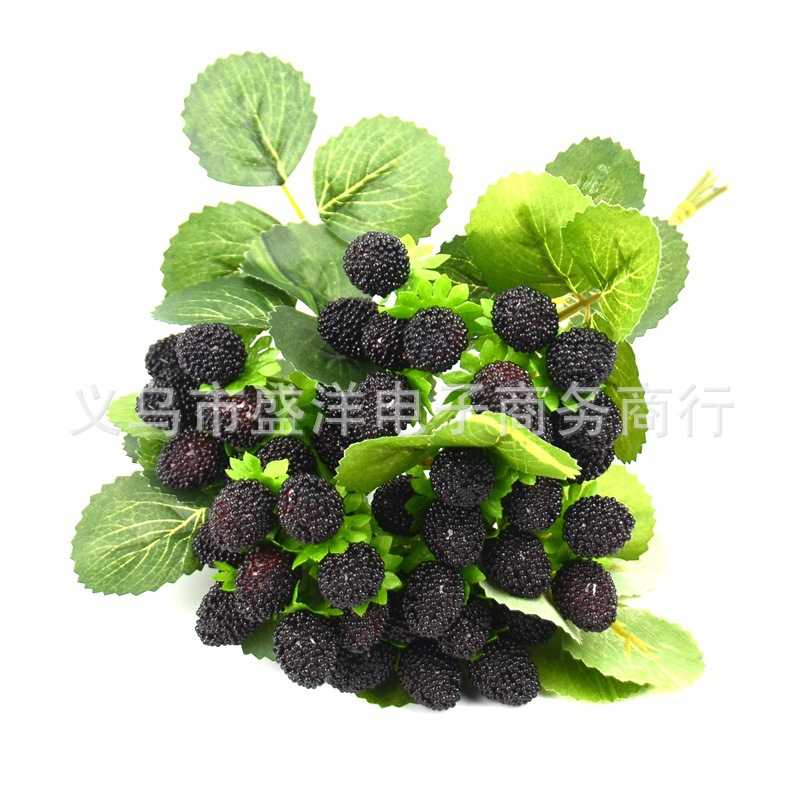 新款直销9头杨梅枝=仿真水果植物桑果假杨梅果野草莓浆果盆栽8