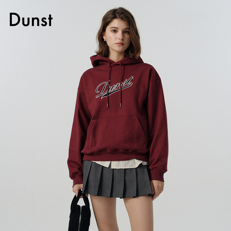 Dunst2025新品中性简约复古字母刺绣贴布logo连帽卫衣UDTS5A118