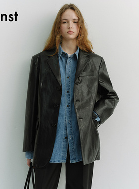 Dunst【油菜花花同款】2026春季新品中性两粒扣皮夹克UDJA5A105