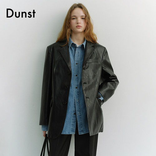 Dunst2026春季新品中性精致微宽松版型单排扣皮夹克外套UDJA5A105