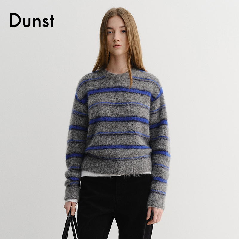 Dunst【白逸帆同款】2025冬季新品条纹起绒针织衫上衣UDSW5D129