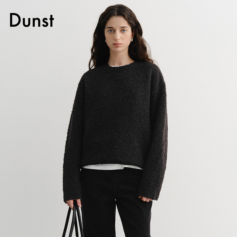 Dunst冬季新品中性柔软圆领毛圈花呢针织衫简约百搭上衣UDSW5D127