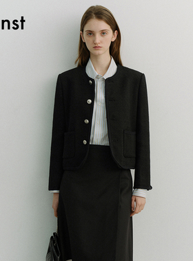 Dunst2026春季新品经典奢华中性经典毛圈花呢短夹克外套UDJA6A108