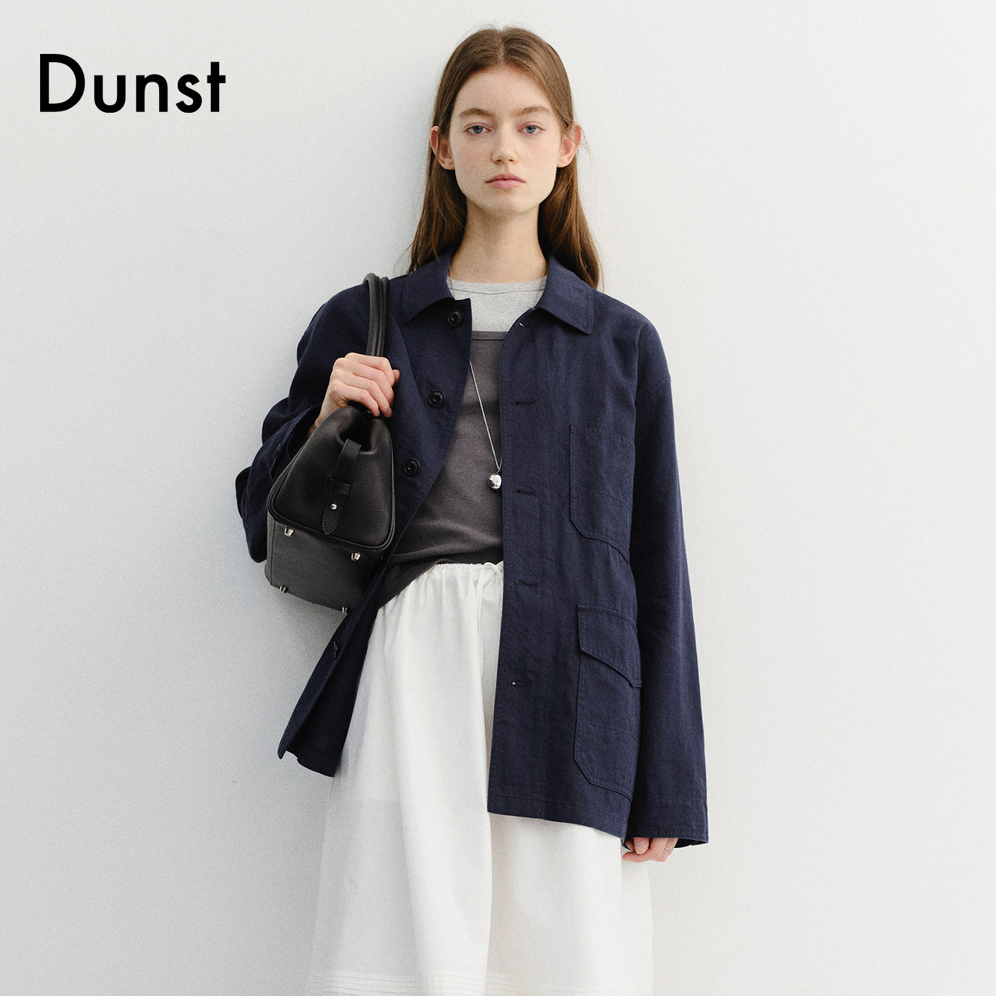 Dunst【智柚zeee.u同款】26夏多口袋翻领半长款工装夹克UDJA6B122