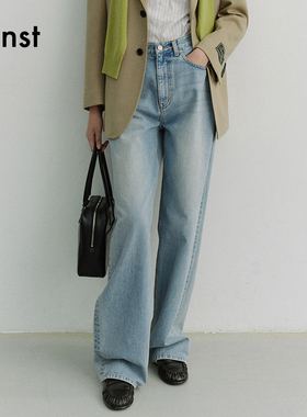 Dunst2026春季新品女士长裤微宽松复古水洗阔腿牛仔裤UDPA6A208