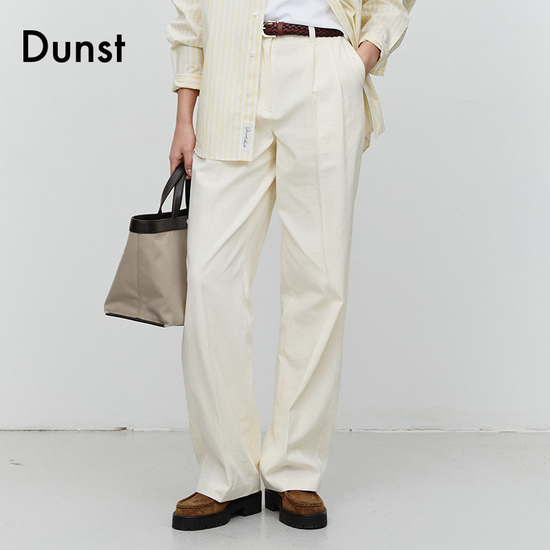 Dunst春季新品西裤双褶涧装饰高腰显腿长工装休闲裤UDPA5A213,女装/女士精品,休闲裤,淘宝优惠券,粉丝福利购,淘宝优惠卷