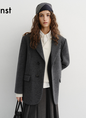 Dunst【白逸帆同款】25冬季新品前襟层叠式羊毛西装夹克UDJA5D121