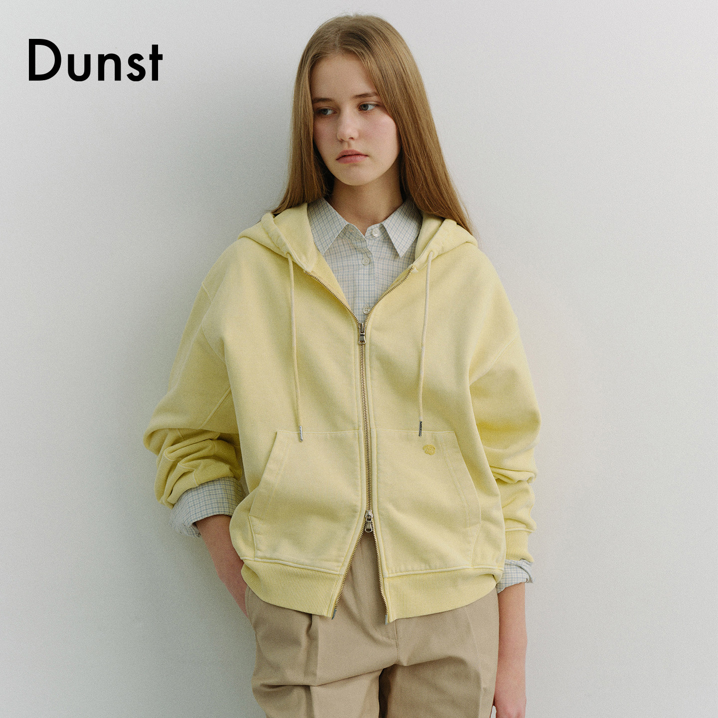 Dunst2026春季新品中性成衣复古染色连帽拉链卫衣外套UDTS6A114