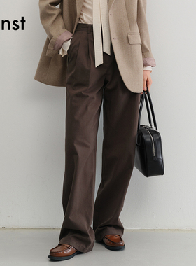 Dunst【肉团夫斯基同款】女士双褶装饰宽松阔腿休闲裤UDPA5C201