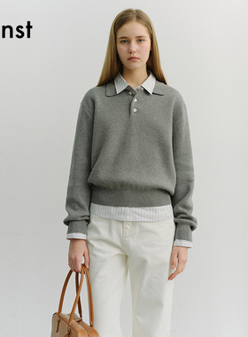 Dunst【嘟颖doyeong同款】2026春新品山羊绒翻领针织衫UDSW6A104