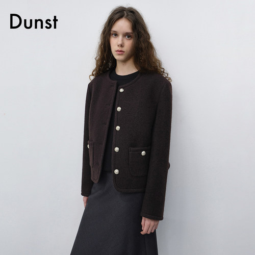 Dunst2026秋季新品女士经典粗花呢小香风短款夹克外套UDJA6C203