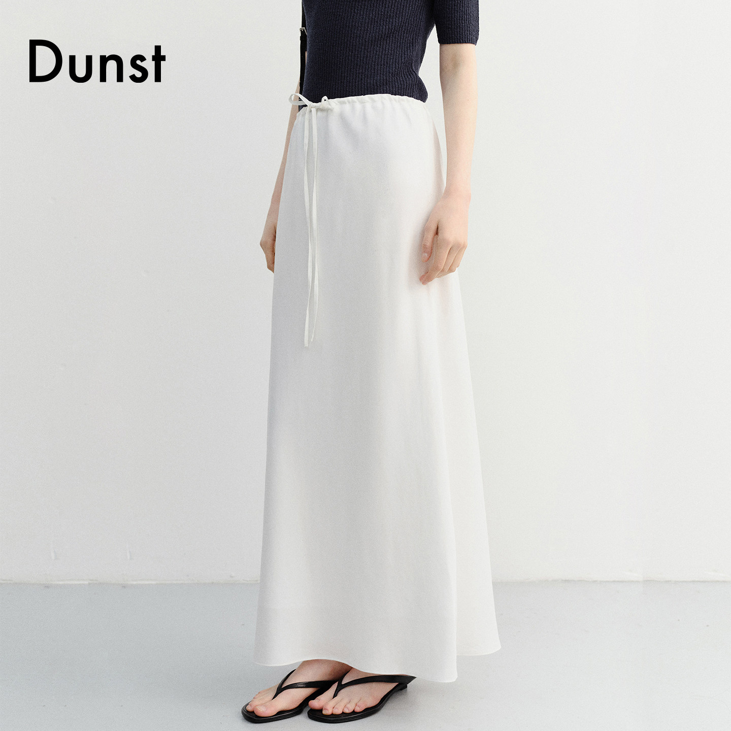 Dunst2026夏季新品女士半身裙优雅A字版型亚麻混纺长裙UDSK6B221