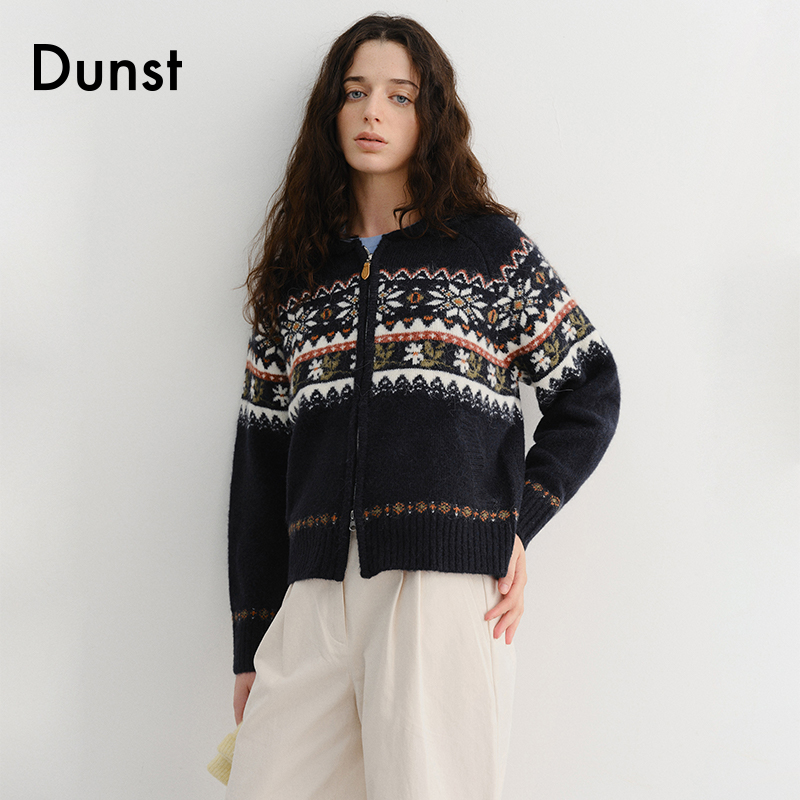 Dunst【允仔同款】2025冬季新品复古科维昌拉链针织开衫UDSW5D121
