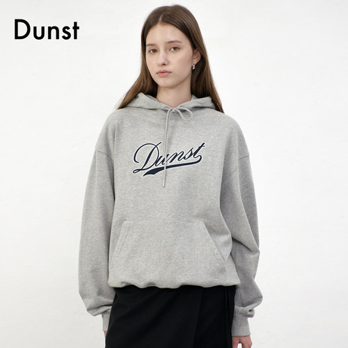 Dunst2025新品中性简约复古字母刺绣贴布连帽卫衣UDTS5C118