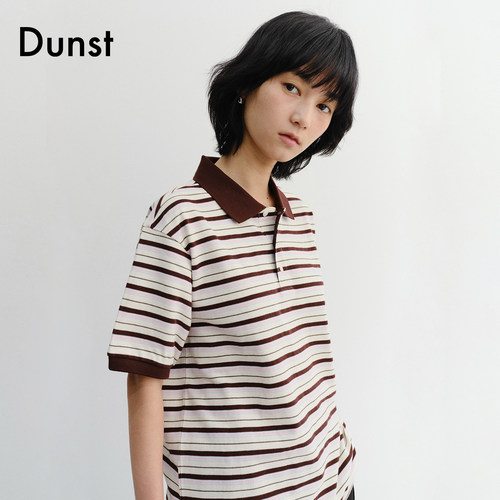 Dunst2026夏季新品中性风清爽时髦纯棉短袖条纹polo衫UDTS6B121