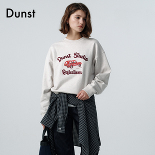 Dunst春季新款中性简约复古汽车涂鸦装饰圆领卫衣UDTS5A115