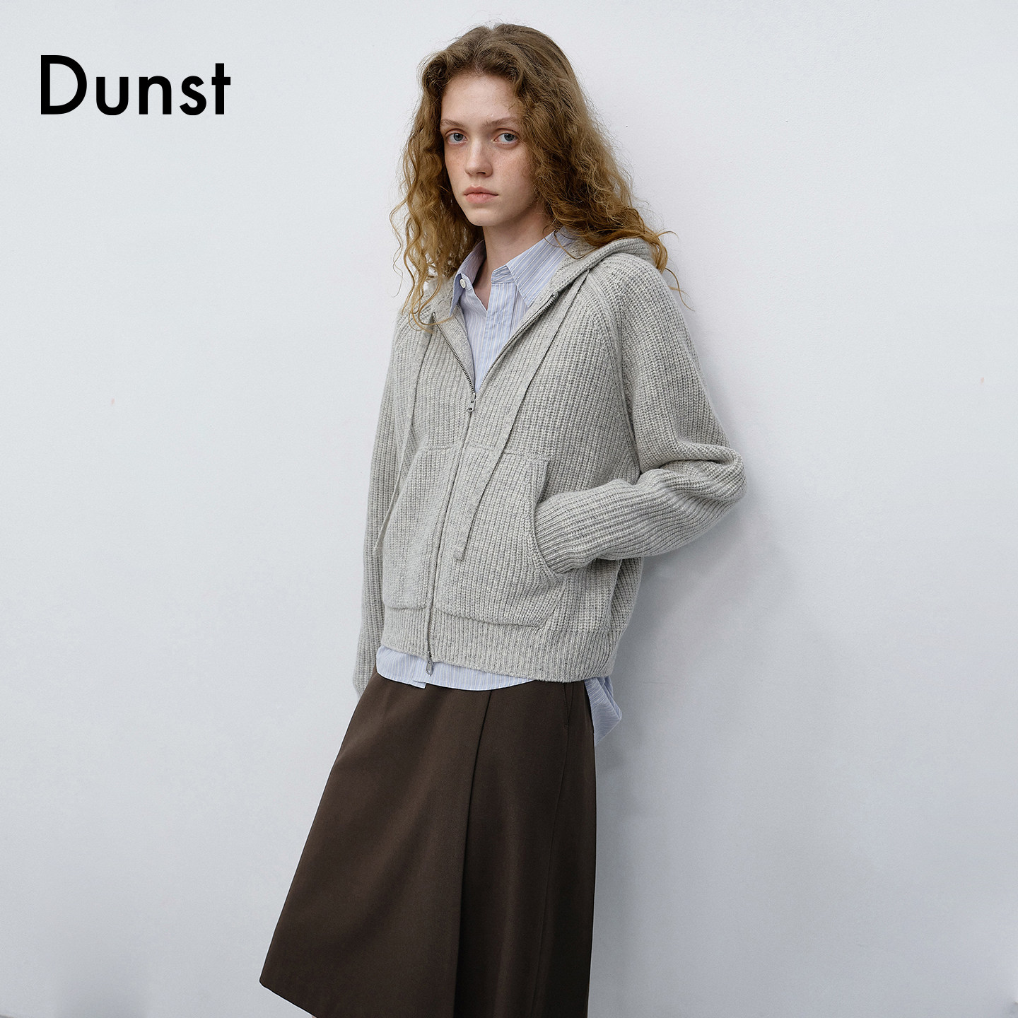 【预售】Dunst【蜜汁叉烧同款】26秋连帽拉链针织开衫UDSW6C104