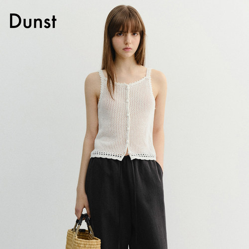 Dunst2026夏季新品女士轻盈透气钩织纹理吊带针织上衣UDSW6B232
