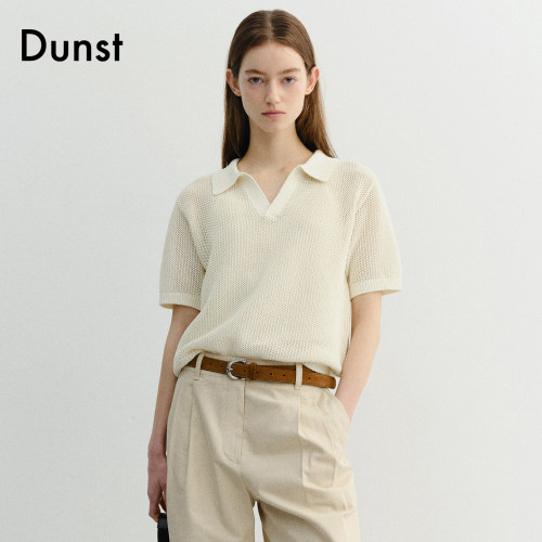 Dunst2026夏季新品中性风松散立体透气翻领粗线针织衫UDSW6B126