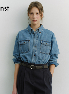 Dunst2026春季新品牛仔衬衫微宽松中性风时尚复古上衣UDSH6A101