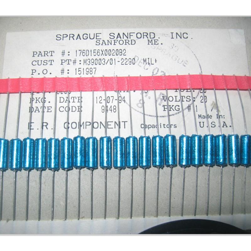 SPRAGUE 20V15UF M39003系列 金属轴向钽电容 MADE IN USA