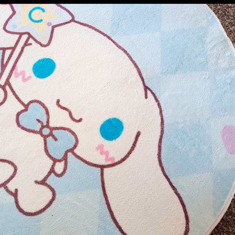 卡通圆形地毯玉桂狗加绒地垫客厅卧室床边毯大耳狗书房电脑椅垫子