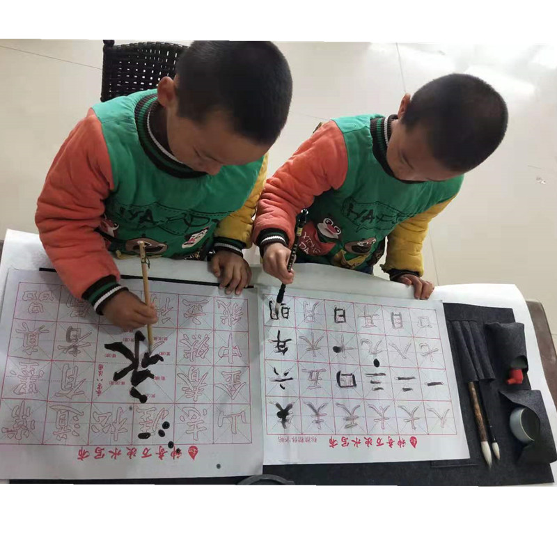 初学者书法用品收纳包毛笔卷帘学生便携文房四宝收纳包书画毛毡垫