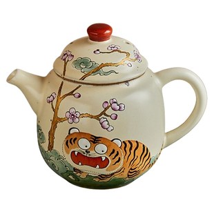可爱卡通茶杯茶壶套组主人杯国潮品茗杯子 景德镇手绘老虎茶具套装
