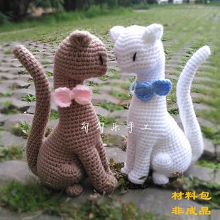 勾勾乐 钩针编织毛线娃娃玩偶diy手工材料包 情侣猫 礼物