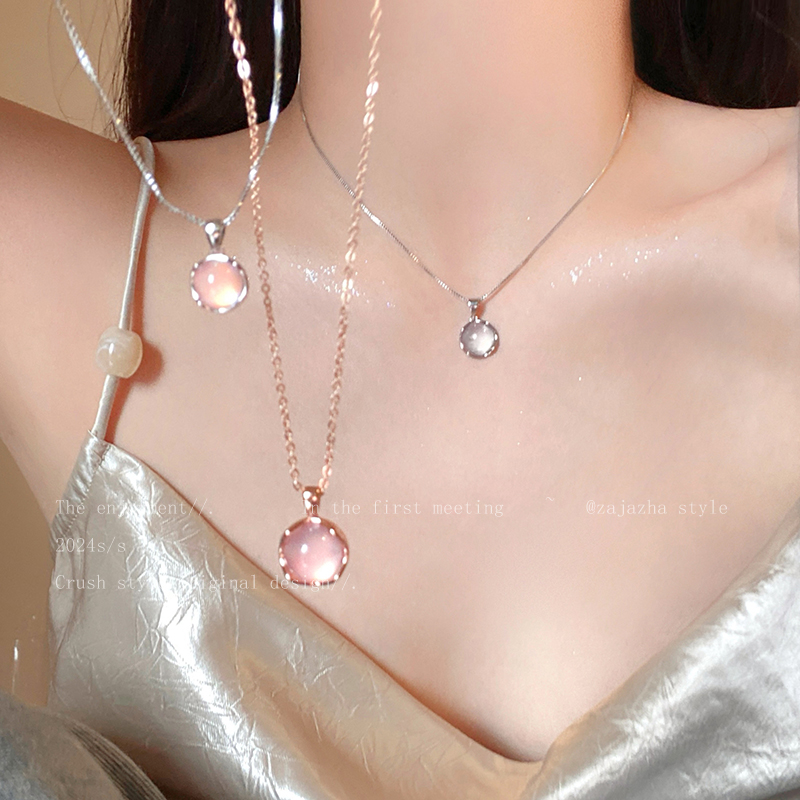 防猫眼石大号圆圈锁骨链女超仙