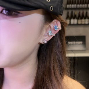 爆闪水钻雪花耳骨夹女小众设计感高级轻奢气质耳夹无耳洞耳饰