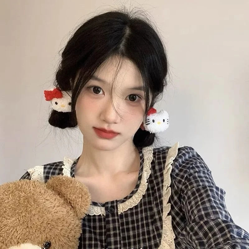 甜美kt猫毛绒发圈高弹力扎发头绳