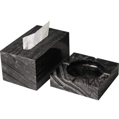 大理石烟灰缸纸巾盒轻奢家用客厅办公室定制欧式样板间摆件售楼处