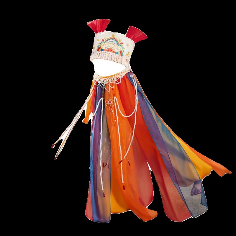 儿童飞天乐鼓演出服西域敦煌舞蹈服女童古典舞异域风情民族表演服