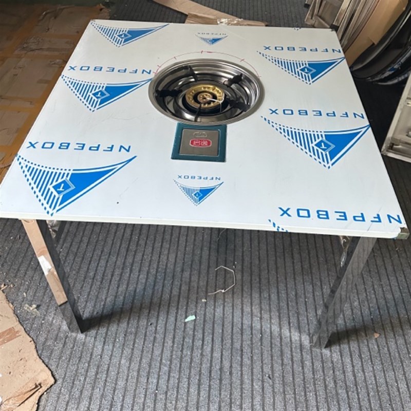 加厚全不锈钢韩式火锅炉方桌餐饮家用餐桌然气炉可定制开孔桌子