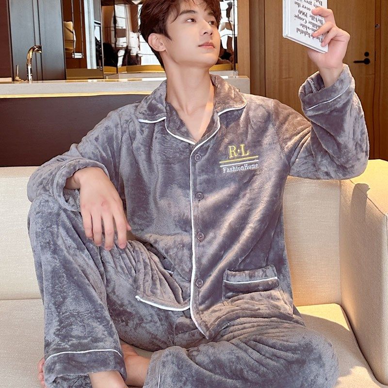 睡衣男冬季加厚加绒法兰绒套装中老年加肥加大码外穿家居服春秋季,女士内衣/男士内衣/家居服,睡衣/家居服套装,淘宝优惠券,粉丝福利购,淘宝优惠卷