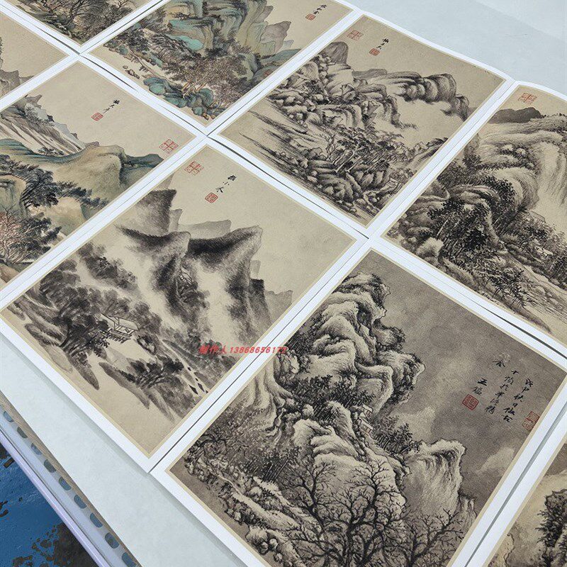 清 王鉴 摹古山水画册10张仿古名家山水画国画艺术微喷复制装饰画